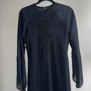 Black sequined abaya dress